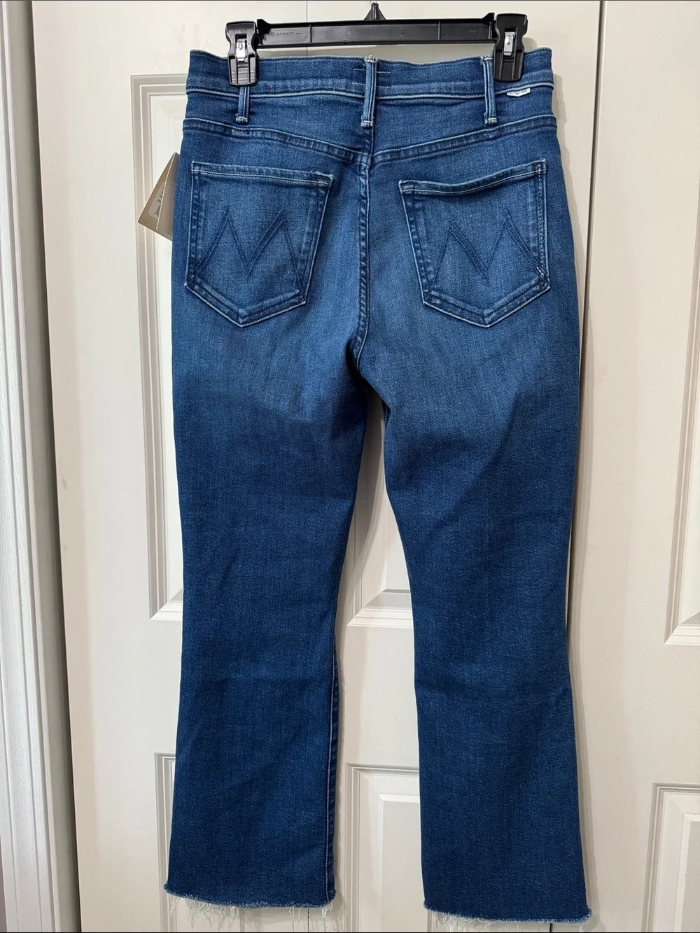 MOTHER Lil Hustler Flood Fray, subtly flared denim jean.